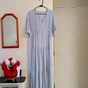 Light gray maxi dress.